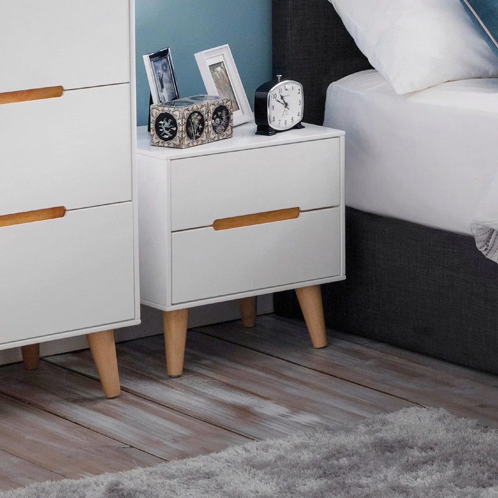 Alicia 2 Drawer Bedside - White - ALI201