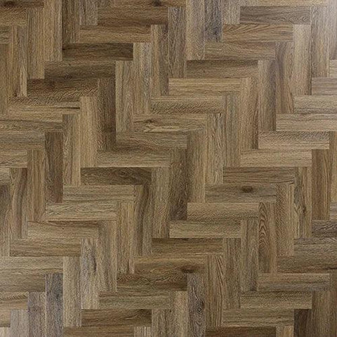 Antique walnut flooring with herringbone pattern and wood grain texture