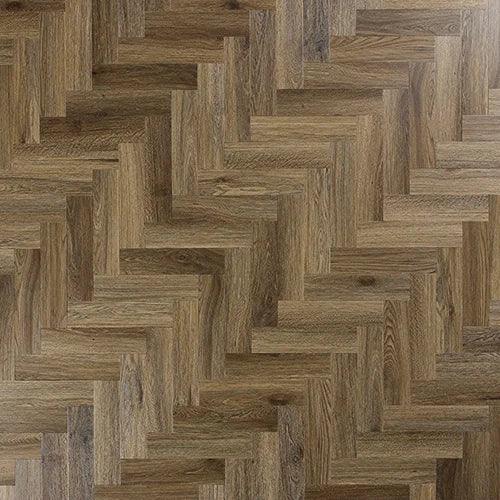 Antique walnut flooring with herringbone pattern and wood grain texture