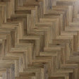 Antique walnut flooring with herringbone pattern and wood grain texture