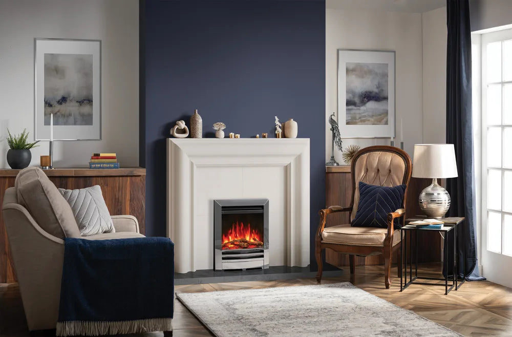 Anya electric fire in a stylish living room setting with modern decor.