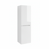 Gloss white tall bathroom storage cabinet with two door design and sleek modern finish | Home Centre Direct UK