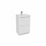 Gloss white floor standing bathroom vanity unit with two drawer storage and modern finish | Home Centre Direct UK