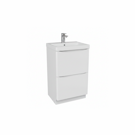 Gloss white floor standing bathroom vanity unit with two drawer storage and modern finish | Home Centre Direct UK