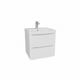 Gloss white wall hung bathroom vanity unit with two drawer storage and sleek modern finish | Home Centre Direct UK