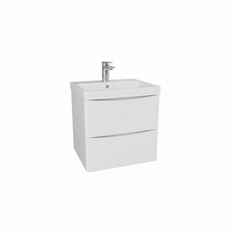 Gloss white wall hung bathroom vanity unit with two drawer storage and sleek modern finish | Home Centre Direct UK