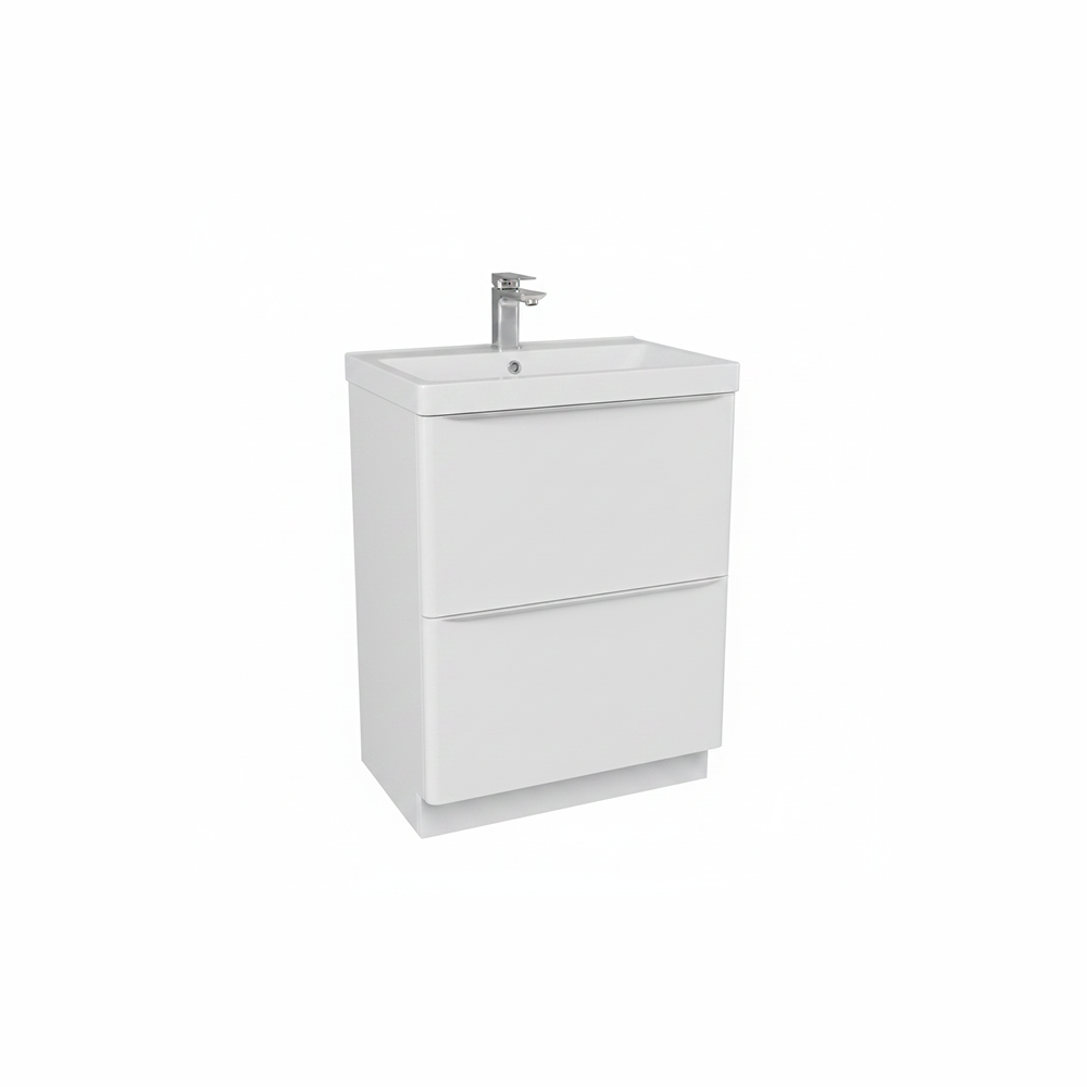 Gloss white floor standing bathroom vanity unit with two drawer storage and sleek modern finish | Home Centre Direct UK