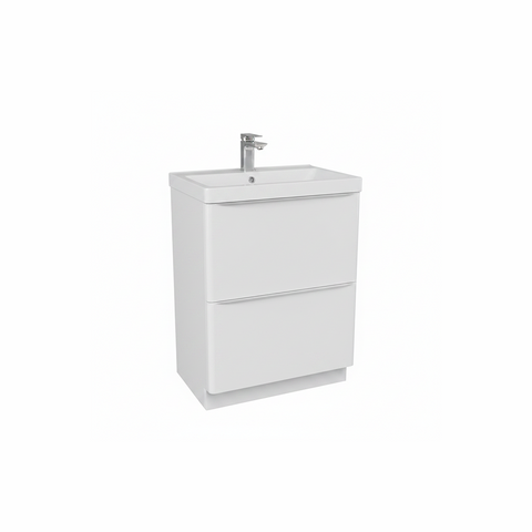 Gloss white floor standing bathroom vanity unit with two drawer storage and sleek modern finish | Home Centre Direct UK