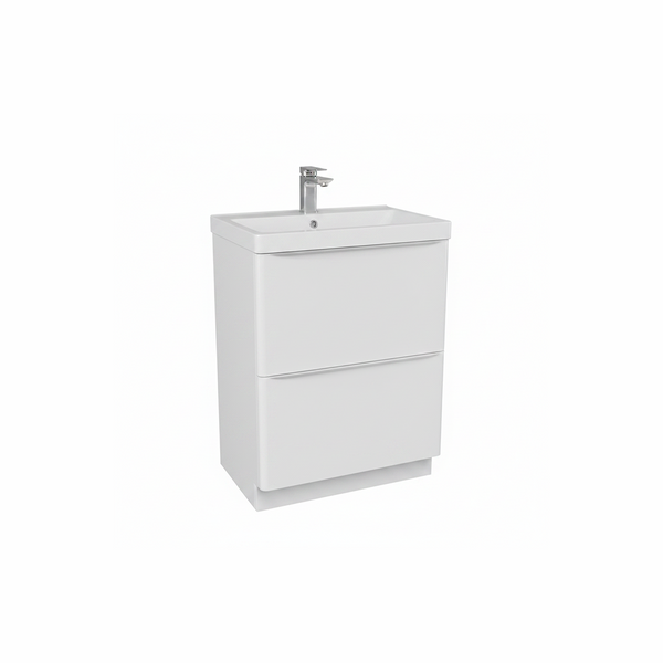 Gloss white floor standing bathroom vanity unit with two drawer storage and sleek modern finish | Home Centre Direct UK
