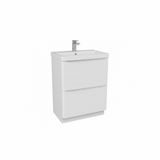Gloss white floor standing bathroom vanity unit with two drawer storage and sleek modern finish | Home Centre Direct UK