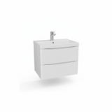 Gloss white wall hung bathroom vanity unit with two drawer storage and sleek modern finish | Home Centre Direct UK