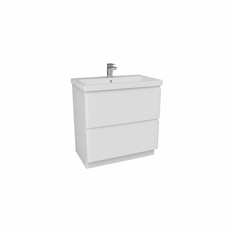 Gloss white floor standing bathroom vanity unit with two drawer storage and sleek modern finish | Home Centre Direct UK