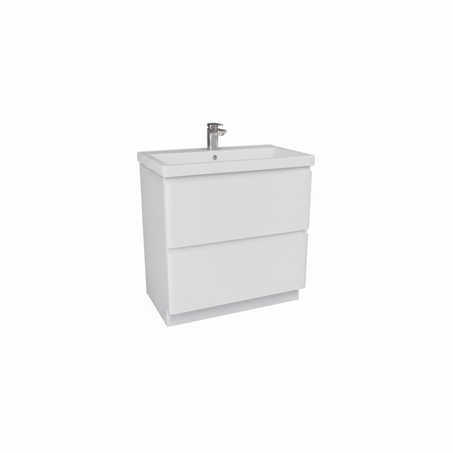 Gloss white floor standing bathroom vanity unit with two drawer storage and sleek modern finish | Home Centre Direct UK