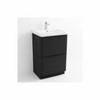 Matt black floor standing bathroom vanity unit with two drawer storage and modern styling | Home Centre Direct UK