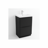 Matt black floor standing bathroom vanity unit with two drawer storage and modern styling | Home Centre Direct UK
