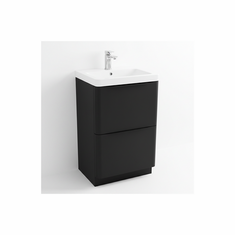 Matt black floor standing bathroom vanity unit with two drawer storage and modern styling | Home Centre Direct UK
