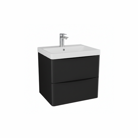 write image alt text for --> Arc Matt Black – 500mm 2 Drawer Wall Hung