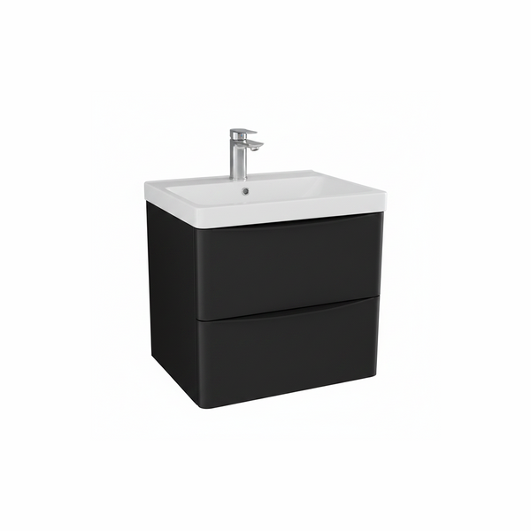 write image alt text for --> Arc Matt Black – 500mm 2 Drawer Wall Hung
