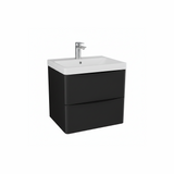 write image alt text for --> Arc Matt Black – 500mm 2 Drawer Wall Hung