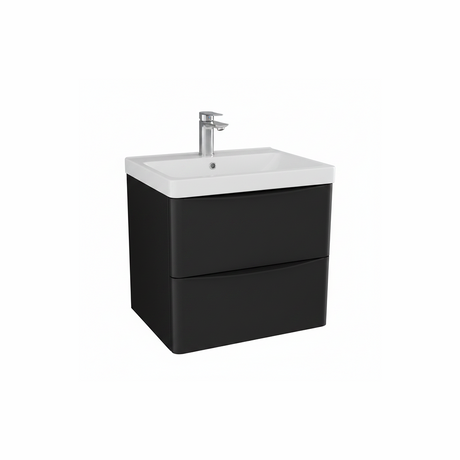 write image alt text for --> Arc Matt Black – 500mm 2 Drawer Wall Hung