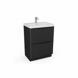 Matt black floor standing bathroom vanity unit with two drawer storage and modern design | Home Centre Direct UK