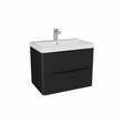 Matt black wall hung bathroom vanity unit with two drawer storage and sleek modern styling | Home Centre Direct UK