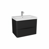 Matt black wall hung bathroom vanity unit with two drawer storage and sleek modern styling | Home Centre Direct UK