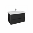 Matt black wall hung bathroom vanity unit with two drawer storage and modern design | Home Centre Direct UK