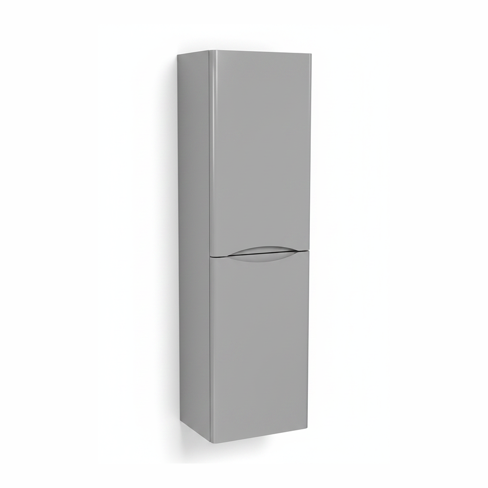 Matt grey tall bathroom storage cabinet with two door design and contemporary finish | Home Centre Direct UK