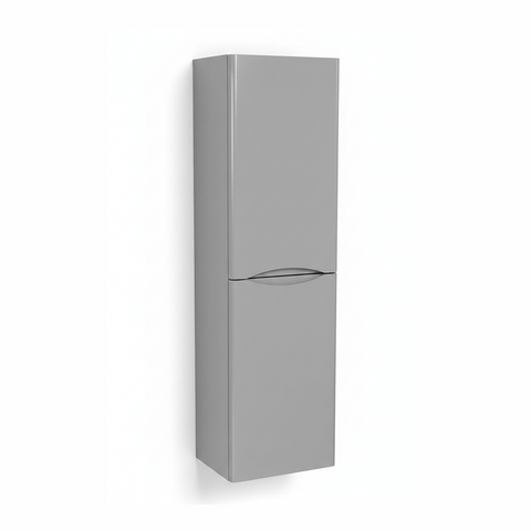 Matt grey tall bathroom storage cabinet with two door design and contemporary finish | Home Centre Direct UK