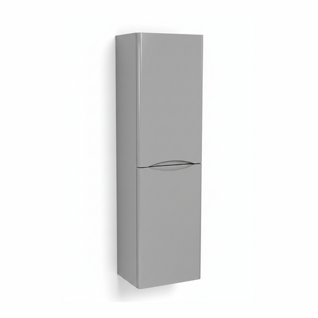 Matt grey tall bathroom storage cabinet with two door design and contemporary finish | Home Centre Direct UK