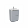 Matt grey floor standing bathroom vanity unit with two drawer storage and modern styling | Home Centre Direct UK