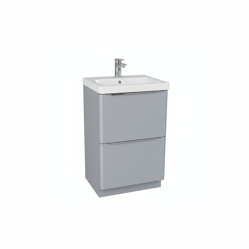Matt grey floor standing bathroom vanity unit with two drawer storage and modern styling | Home Centre Direct UK
