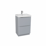 Matt grey floor standing bathroom vanity unit with two drawer storage and modern styling | Home Centre Direct UK