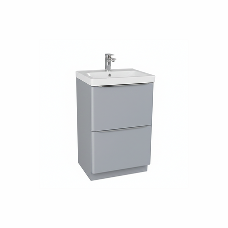 Matt grey floor standing bathroom vanity unit with two drawer storage and modern styling | Home Centre Direct UK