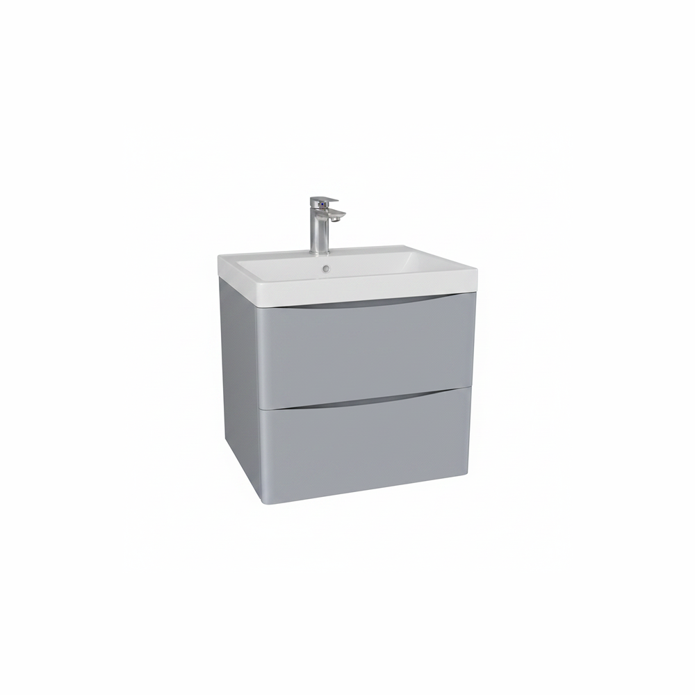 Matt grey wall hung bathroom vanity unit with two drawer storage and sleek modern design | Home Centre Direct UK
