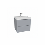 Matt grey wall hung bathroom vanity unit with two drawer storage and sleek modern design | Home Centre Direct UK