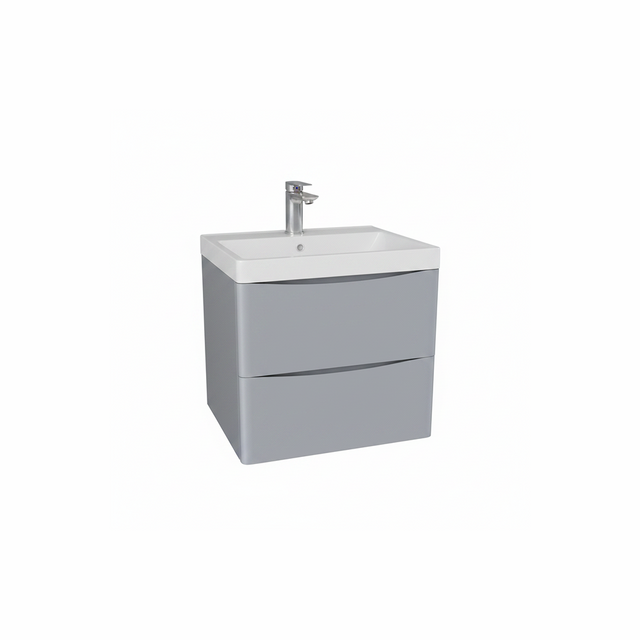 Matt grey wall hung bathroom vanity unit with two drawer storage and sleek modern design | Home Centre Direct UK