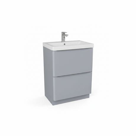 Matt grey floor standing bathroom vanity unit with two drawer storage and modern styling | Home Centre Direct UK