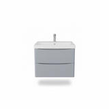 Matt grey wall hung bathroom vanity unit with two drawer storage and contemporary finish | Home Centre Direct UK
