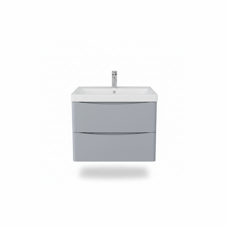 Matt grey wall hung bathroom vanity unit with two drawer storage and contemporary finish | Home Centre Direct UK