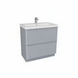 Matt grey floor standing bathroom vanity unit with two drawer storage and modern styling | Home Centre Direct UK