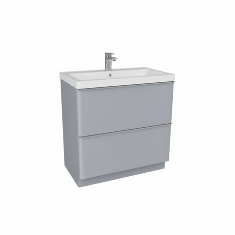 Matt grey floor standing bathroom vanity unit with two drawer storage and modern styling | Home Centre Direct UK