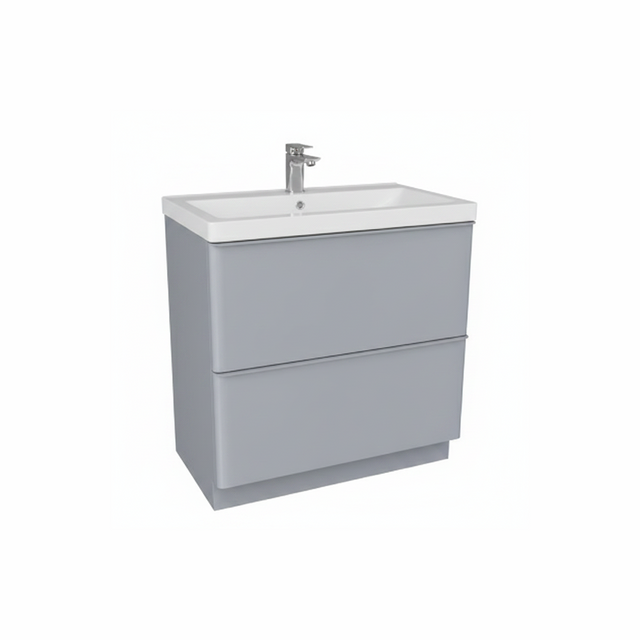 Matt grey floor standing bathroom vanity unit with two drawer storage and modern styling | Home Centre Direct UK