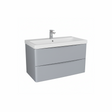 Matt grey wall hung bathroom vanity unit with two drawer storage and modern design | Home Centre Direct UK