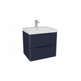 Matt indigo wall hung bathroom vanity unit with two drawer storage and modern design | Home Centre Direct UK