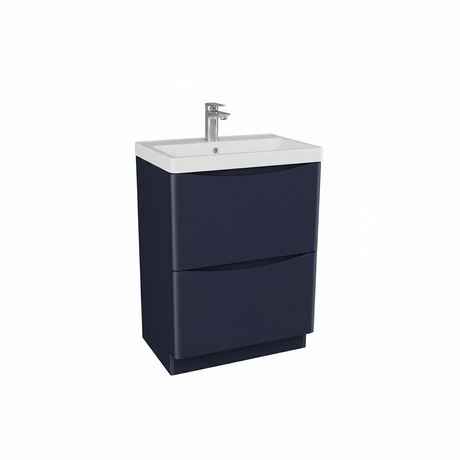 Matt indigo floor standing bathroom vanity unit with two drawer storage and modern styling | Home Centre Direct UK