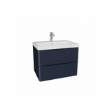 Matt indigo wall hung bathroom vanity unit with two drawer storage and modern design | Home Centre Direct UK