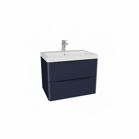 Matt indigo wall hung bathroom vanity unit with two drawer storage and modern design | Home Centre Direct UK