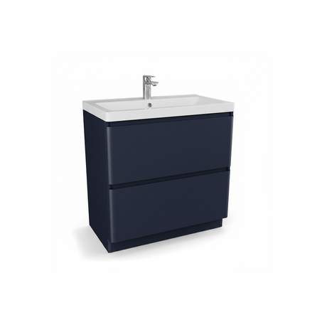 Matt indigo floor standing bathroom vanity unit with two drawer storage and modern styling | Home Centre Direct UK